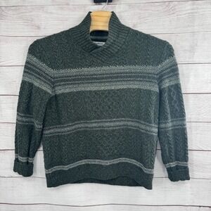 Tommy Bahama Sweater Mens Large Shawl Collar Striped Knit Merino Wool Silk Blend